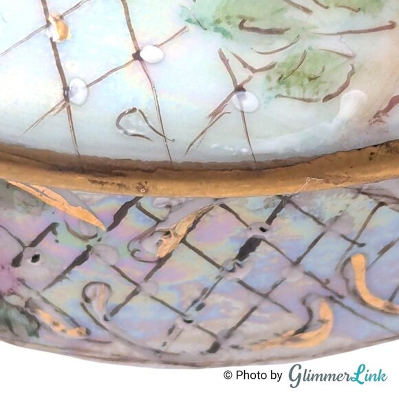 Vintage Hand Painted Porcelain Trinket Box - Roses & Gold Gilt Signed H. Bergner - Picture 8 of 11